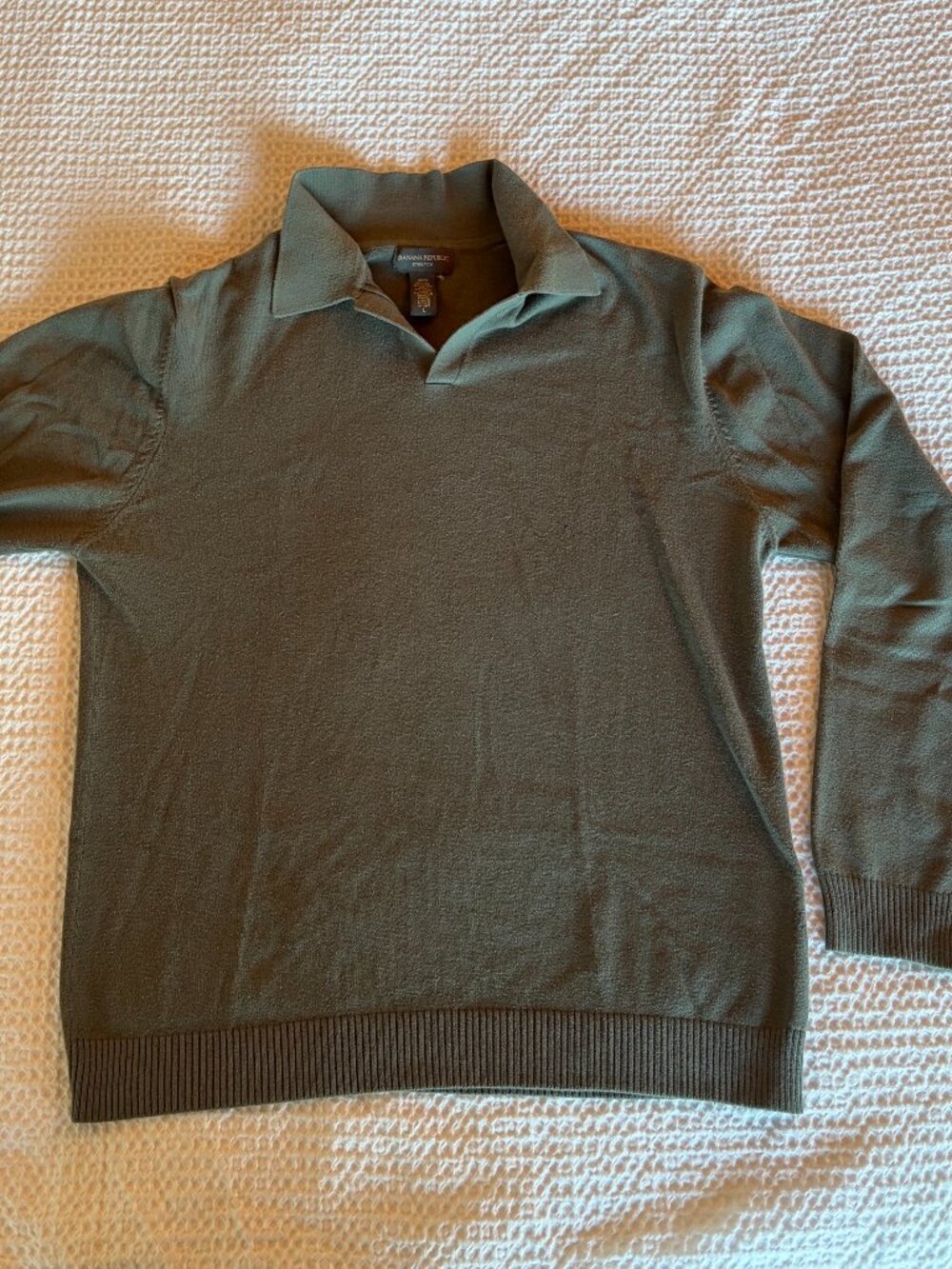 Banana Republic Men’s Collared Pullover Sweater L Olive Green
